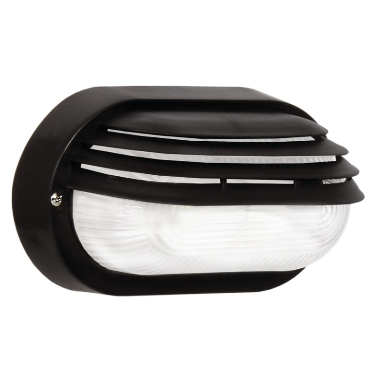 BH026 BLACK Bright Star OVAL EYELID PVC BULKHEAD CLEAR GLASS BLACK IP54 ES