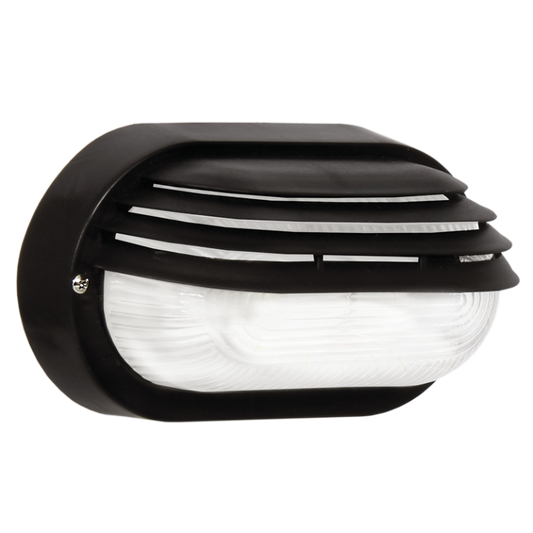 BH026 BLACK Bright Star OVAL EYELID PVC BULKHEAD CLEAR GLASS BLACK IP54 ES