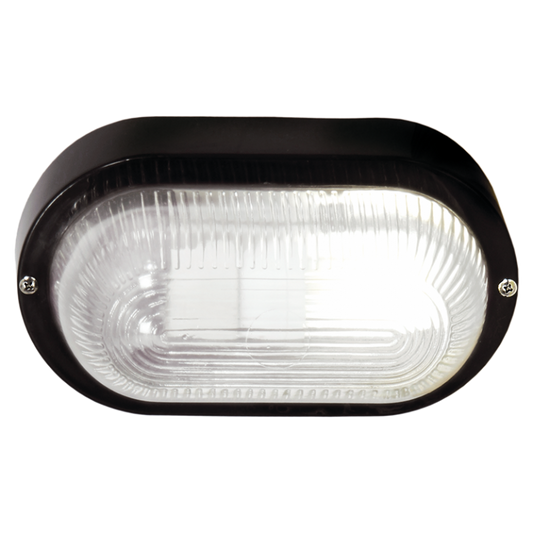 BH027 BLACK Bright Star OVAL PLAIN PVC BULKHEAD - BLACK IP54 ES
