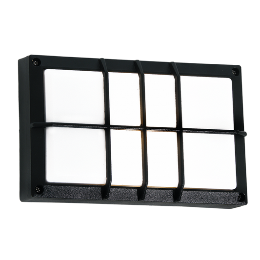 Bright Star BH076 BLACK RECTANGLE,GRID,1X15W ES, DIE CAST,POLY COVER IP44