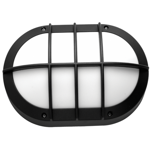 Bright Star BH090 MATT BLACK DIE CAST BULKHEAD POLY COVER IP44 1X11W ES