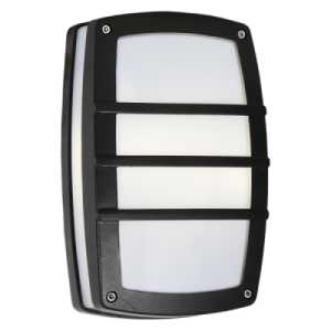Bright Star BH408 BLACK DIE CAST BULKHEAD WHITE POLY COVER IP54 2X20W ES