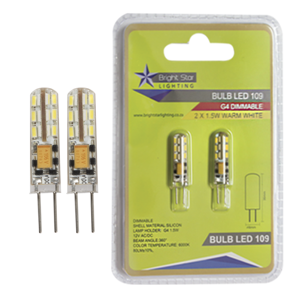 Bright Star BULB LED 109 G4 LED 1.5W 3000K WARM WHITE TWIN PACK