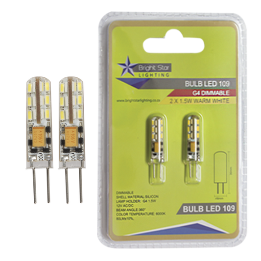 Bright Star BULB LED 109 G4 LED 1.5W 3000K WARM WHITE TWIN PACK