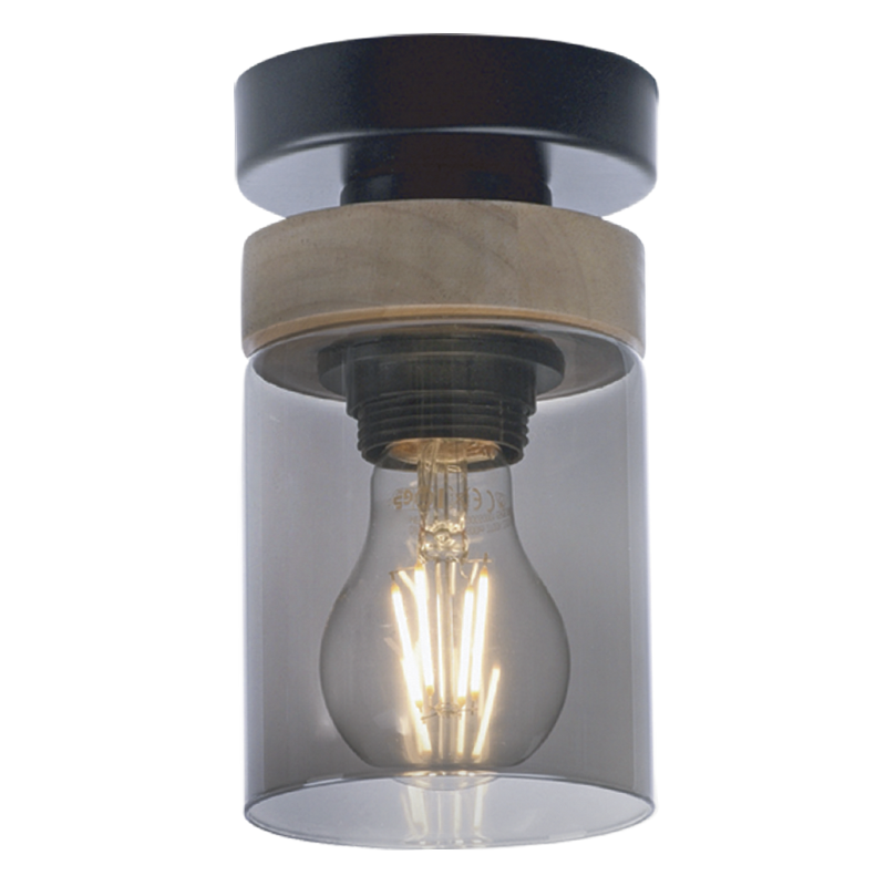 Bright Star CF436 WOOD METAL+WOOD SMOKE GLASS 1X40W ES 95X180MM