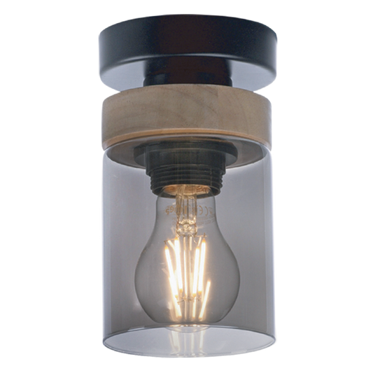 Bright Star CF436 WOOD METAL+WOOD SMOKE GLASS 1X40W ES 95X180MM