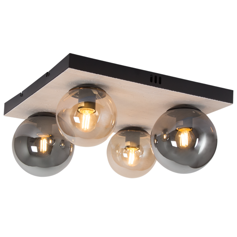 Bright Star CF516 BK/AMBER METAL & GLASS LIGHT 4X40W ES