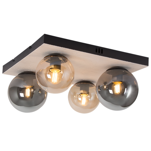 Bright Star CF516 BK/AMBER METAL & GLASS LIGHT 4X40W ES