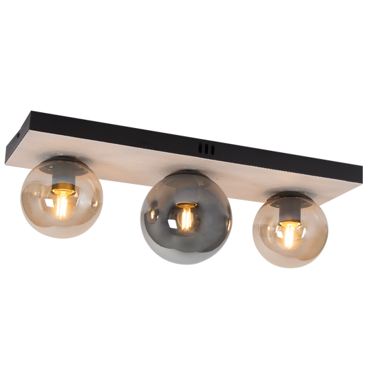 Bright Star CF517 BK/AMBER METAL & GLASS LIGHT 3X40W ES