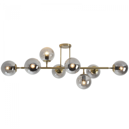 Bright Star CF562/8 GD/SM SAT/GOLD CEILING FITTING SMOKE GLS 8X40W ES