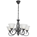 Bright Star CH374/5 BK BLACK METAL CHANDELIER ALABASTER GLASS 5X60W ES