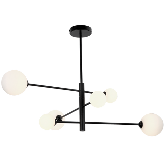 Bright Star CH393/6 BLACK BLACK METAL CHANDELIER OPAL GLS 6X5W G9