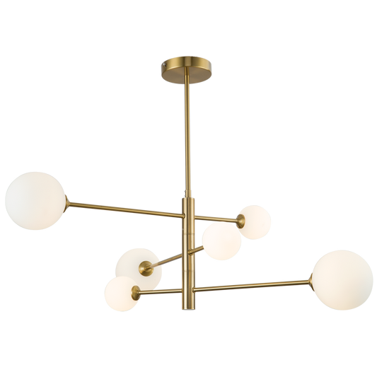 Bright Star CH394/6 GOLD GOLD METAL CHANDELIER OPAL GLS 6X5W G9