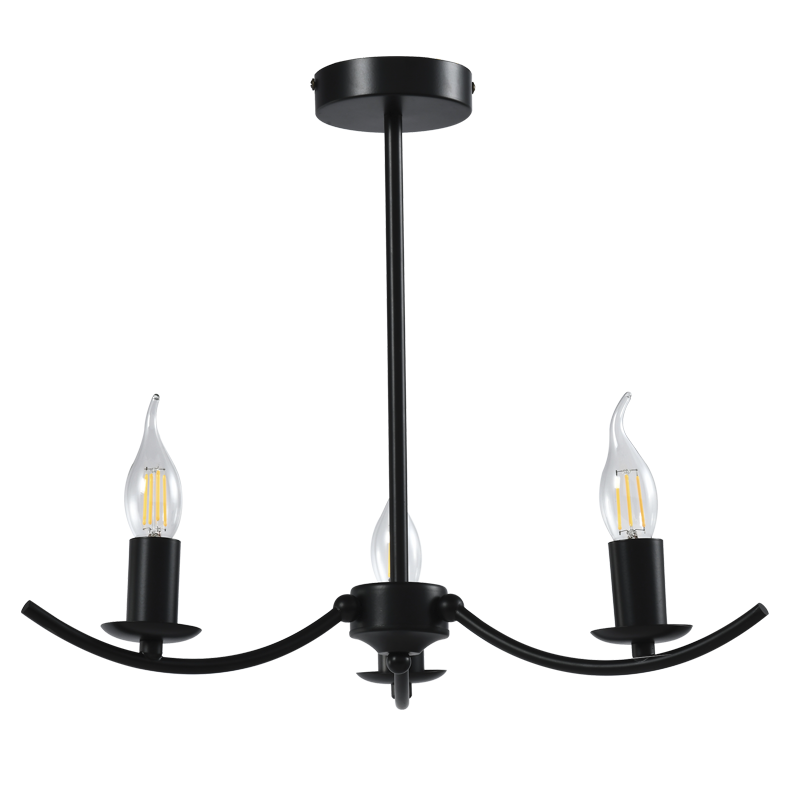 Bright Star CH395/3 BLACK BLACK METAL CHANDELIER 3 X 40W SES