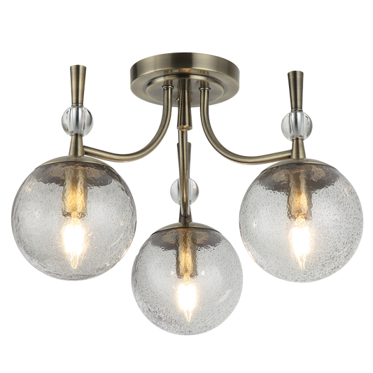 Bright Star CH398/3 ANTIQUE ANTIQUE METAL CHANDELIER SPECKLED GLS 3X40W SES