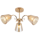 Bright Star CH492/3 GOLD GOLD METAL CHANDELIER AMBER PATTERNED GLS 3X40W ES