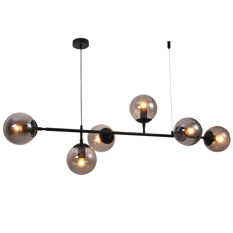 Bright Star CH506/6 MATT BK 6 X E27 40W PENDANT