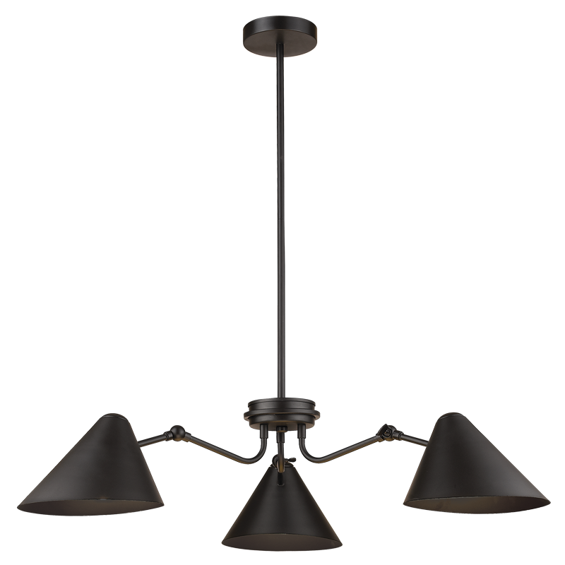 Bright Star CH514/3 BLACK BLACK METAL CHANDELIER ADJ HEIGHT 3X60W ES