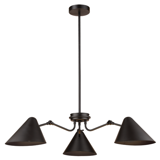 Bright Star CH514/3 BLACK BLACK METAL CHANDELIER ADJ HEIGHT 3X60W ES