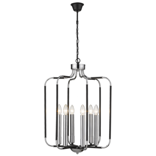 Bright Star CH515/6 CHROME POLISHED CHR+BLACK CHANDELIER 6X60W SES