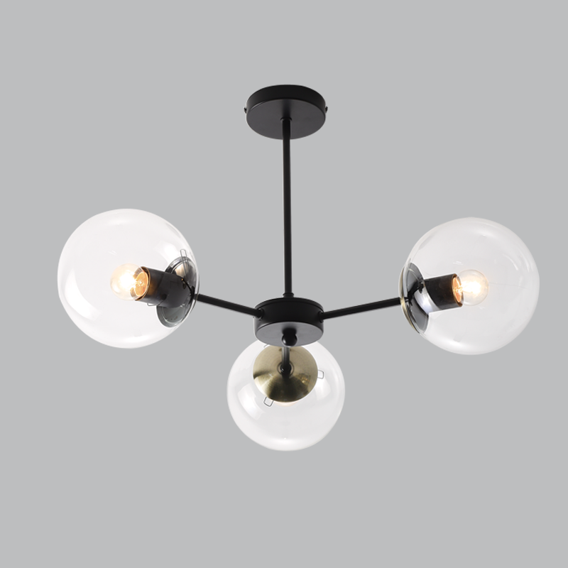 Bright Star CH537/3 BK/AB BK/AB METAL CLEAR GLASS CHANDELIER 3X40W ES