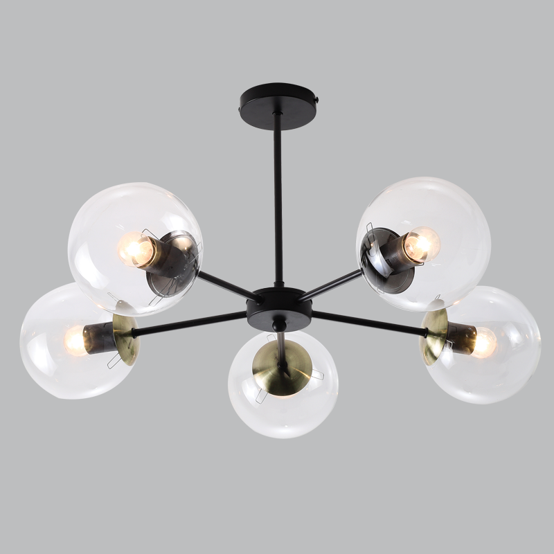 Bright Star CH537/5 BK/AB BK/AB METAL AND CLEAR GLASS CHANDELIER 5X40W ES