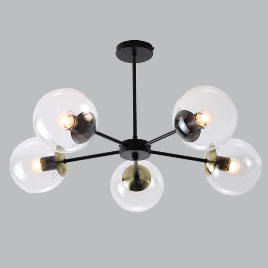 Bright Star CH537/5 BK/AB BK/AB METAL AND CLEAR GLASS CHANDELIER 5X40W ES