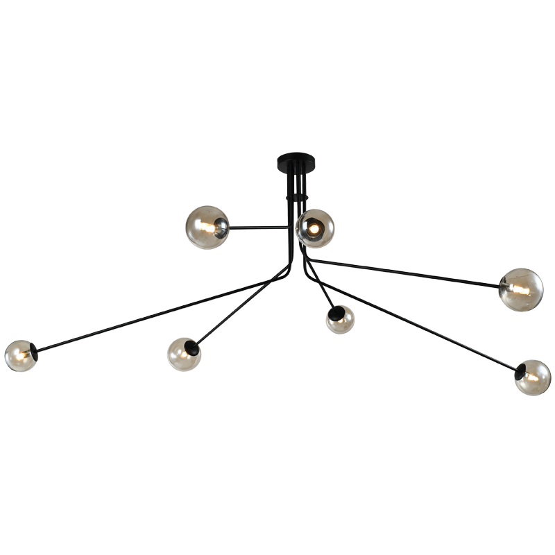 Bright Star CH700/7 BLACK METAL CHANDALIER AMBER GLASS 7X5W G9 LED
