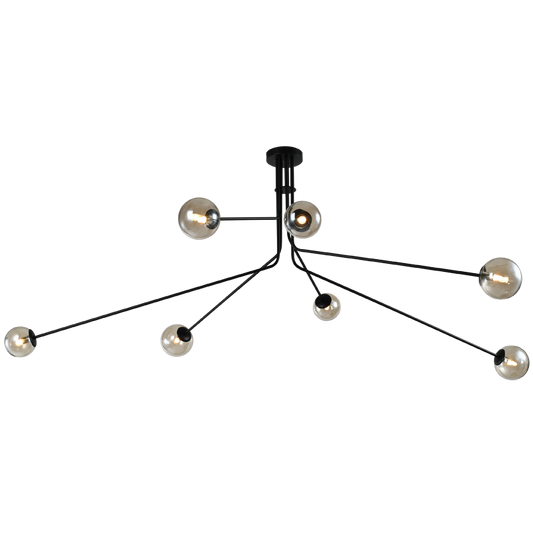 Bright Star CH700/7 BLACK METAL CHANDALIER AMBER GLASS 7X5W G9 LED