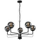 Bright Star CH703/5 BLACK METAL CHANDELIER SMOKE GLASS 5 X 40W SES