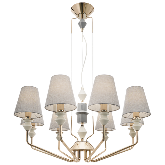 Bright Star CH705 CERAMIC 8 LIGHT METAL CHANDELIER