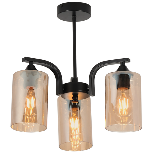Bright Star CH708/3 BLACK IRON & GLASS CHANDELIER 3X40W ES