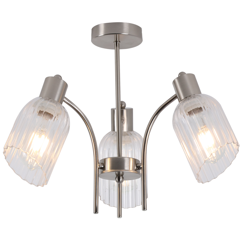 Bright Star CH710/3 SATIN SATIN CHANDELIER WITH GLASS 3X60W ES