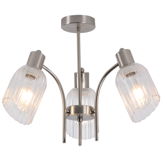 Bright Star CH710/3 SATIN SATIN CHANDELIER WITH GLASS 3X60W ES