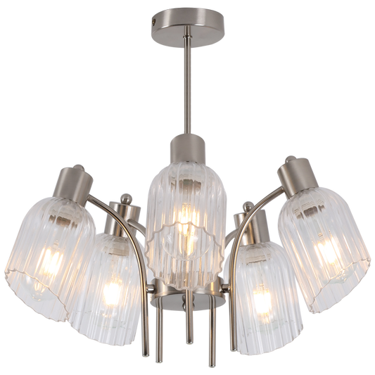 Bright Star CH711/5 SATIN SATIN CHANDELIER WITH GLASS 5X40W ES