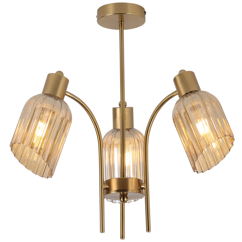 Bright Star CH712/3 GOLD GOLD CHANDELIER WITH GLASS 3X40W ES