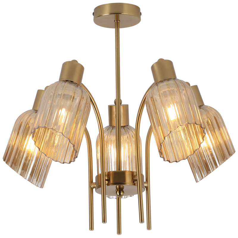 Bright Star CH713/5 GOLD GOLD CHANDELIER WITH GLASS 5X40W ES