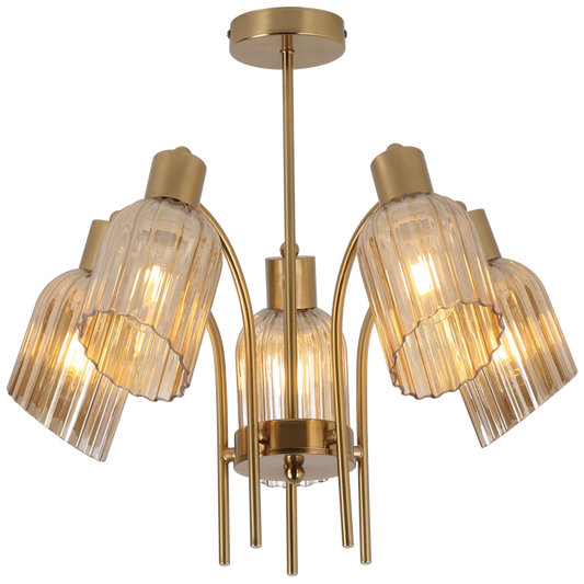 Bright Star CH713/5 GOLD GOLD CHANDELIER WITH GLASS 5X40W ES