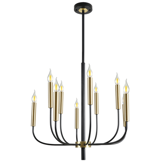 Bright Star CH715/10 GD/BK METAL CHANDELIER 10X60W SES