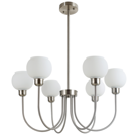 Bright Star CH716/6 SATIN METAL & GLASS CHANDELIER 6X60W ES