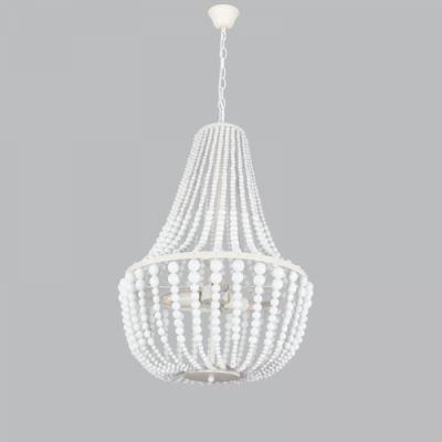 Bright Star CH890/3 WHITE BEADED CHANDELIER METAL+WOOD 3X11W E27