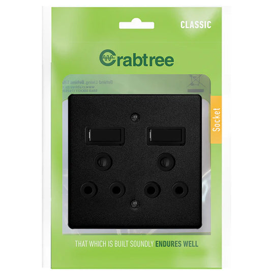 Classic Double Socket 4x4 with FERRO GRAIN BLACK Coverplate