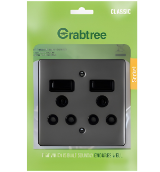 Classic Double Socket 4x4 with Graphite Coverplate