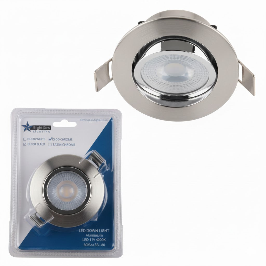 Bright Star DL031 SATIN CHROME BLISTER PACK 5W 4000K 75MM CUT OUT TILT SAT/ CHR