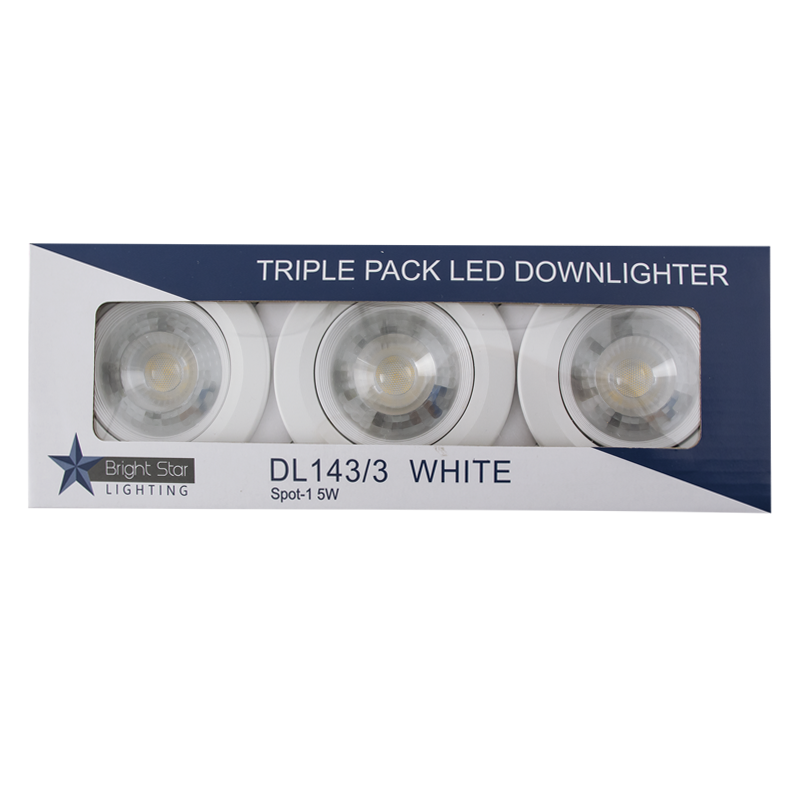 Bright Star DL143/3 WHITE 5W LED 400LM 4000K TRI PACK