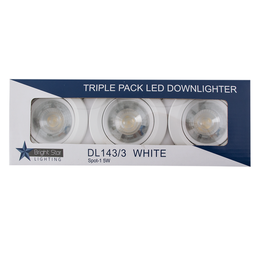 Bright Star DL143/3 WHITE 5W LED 400LM 4000K TRI PACK