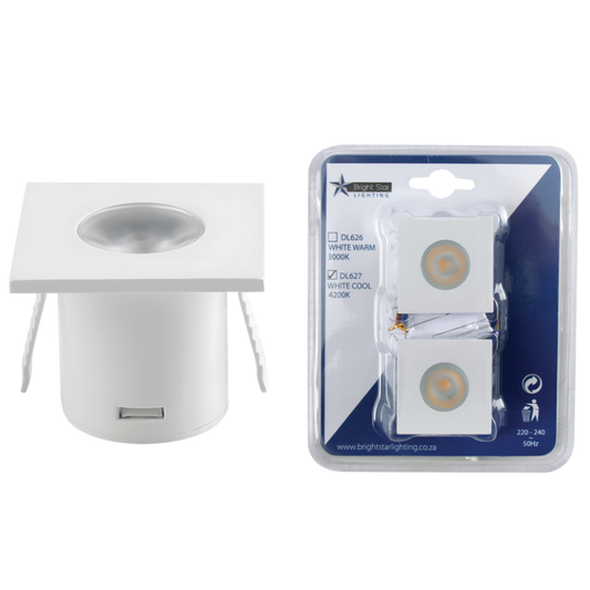 Bright Star DL627 WH COOL 2 PACK 1W LED 4200K WH SQ STAR LIGHT
