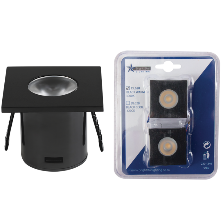 Bright Star DL628 BK WARM 2 PACK 1W LED 3000K BK SQ STAR LIGHT