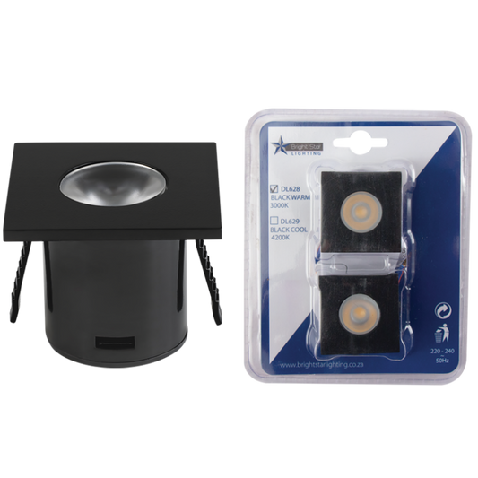 Bright Star DL628 BK WARM 2 PACK 1W LED 3000K BK SQ STAR LIGHT
