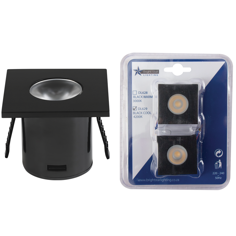 Bright Star DL629 BK COOL 2 PACK 1W LED 4200K BK SQ STAR LIGHT